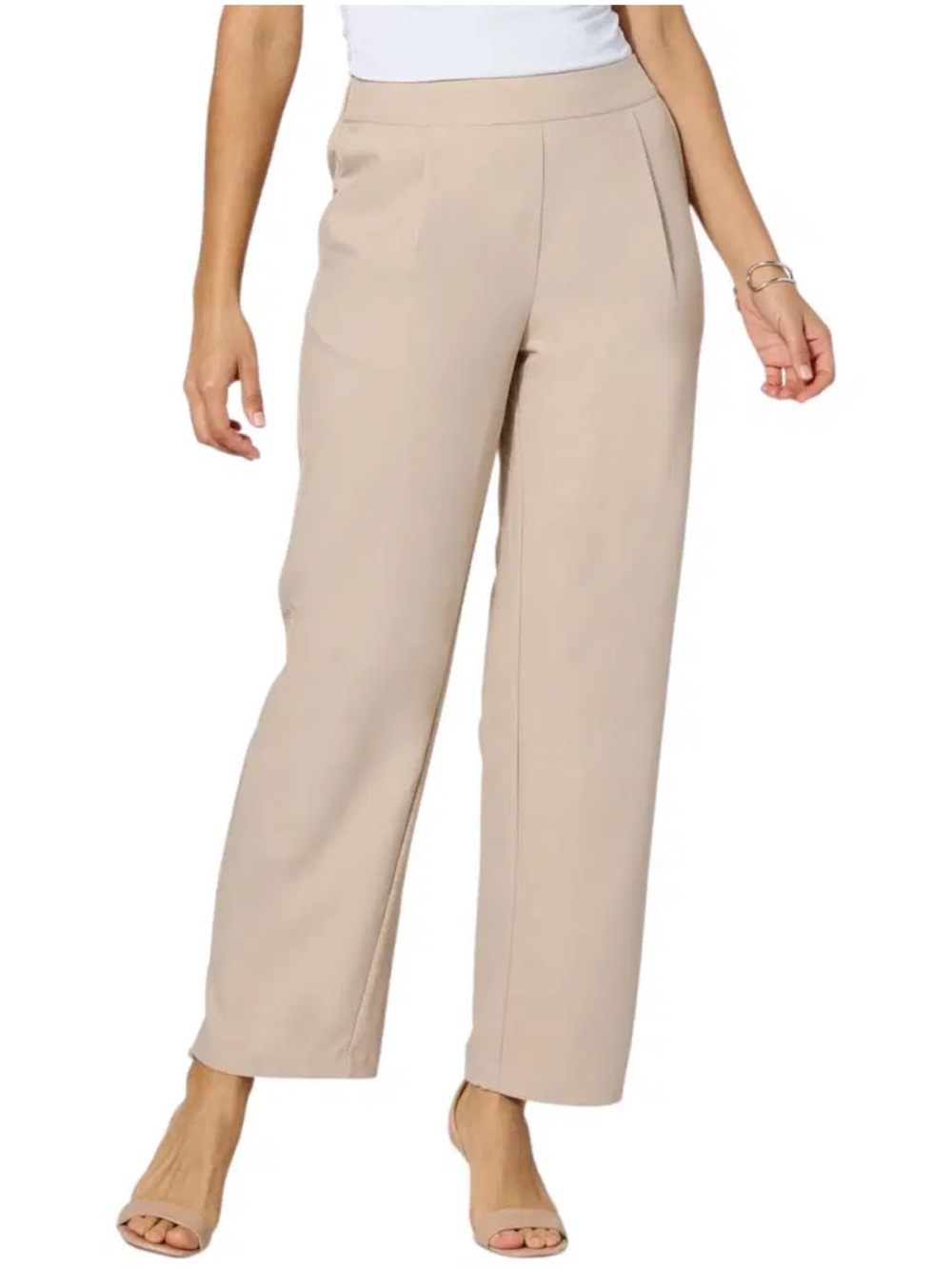 Jaclyn Smith Straight-Leg Pull-On Pant. Cream. Size 2X. NWT in original package
